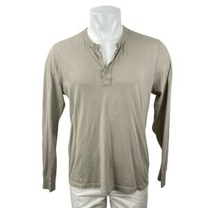 SKU Save Khaki United Men's Beige Long Sleeve Henley T Shirt Tee Top Size L